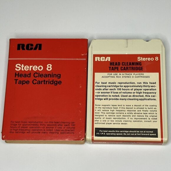 RCA 8-Track Stereo Head Cleaning Tape Cartridge 8THC-100 - Picture 1 of 4
